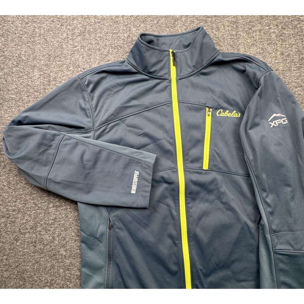 Cabelas XPG Softshell Windstopper Jacket Men's Sz M‎ Blue Zip Outdoor Hiking